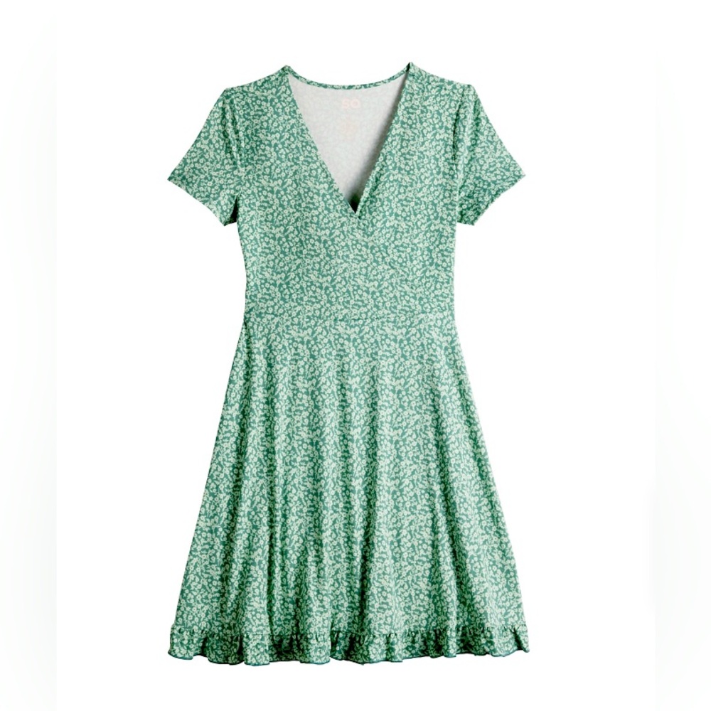 Faux Wrap Ruffle Hem Dress